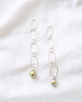 Green Pearl Chain Earrings
