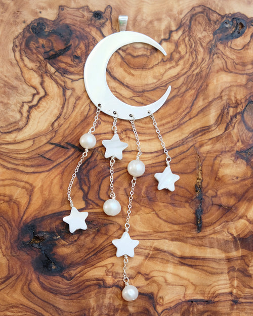 Crescent Moon Pearl Pendant