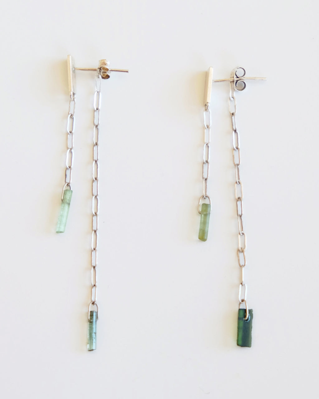 Green Tourmaline Double Drop Earrings