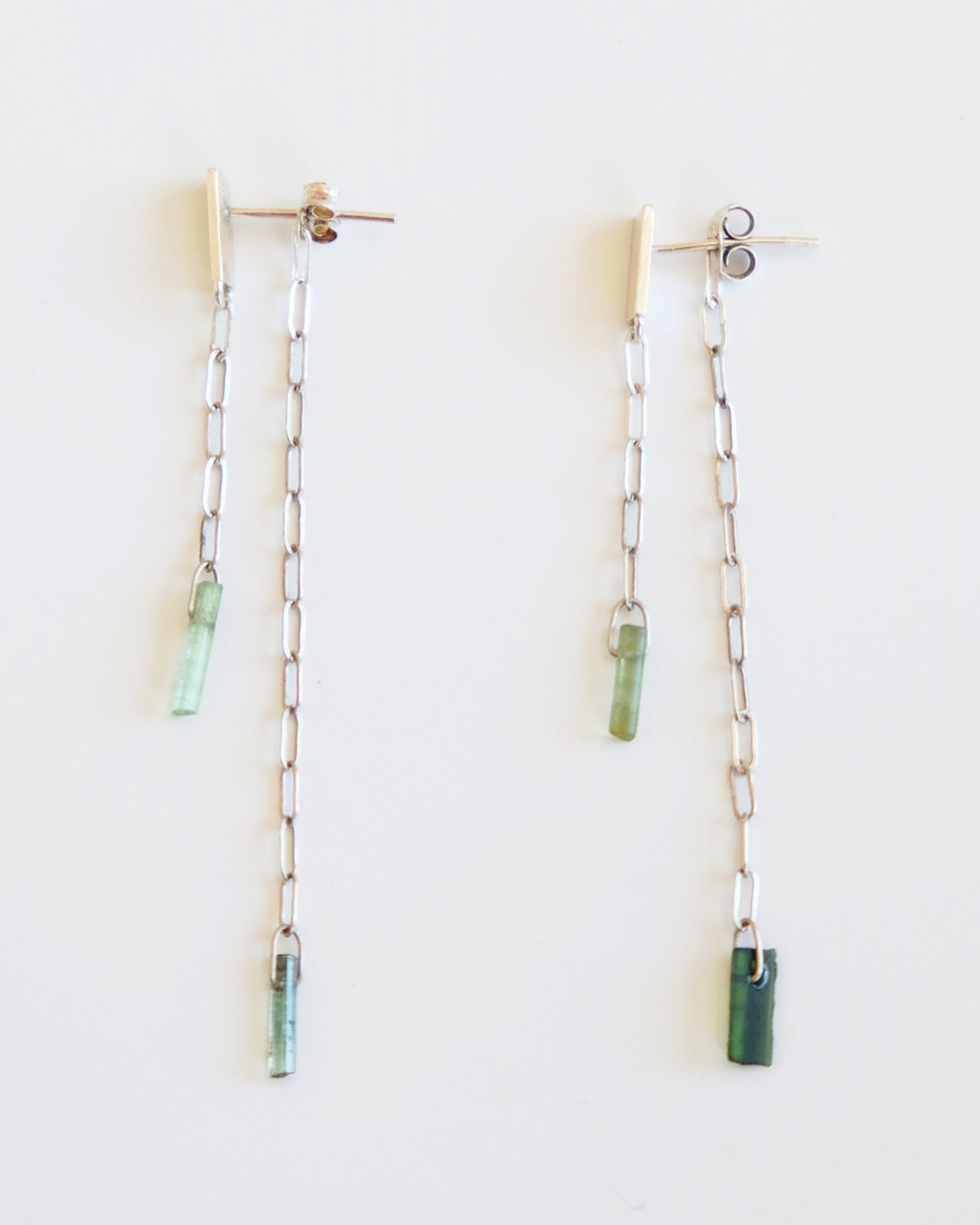 Green Tourmaline Double Drop Earrings