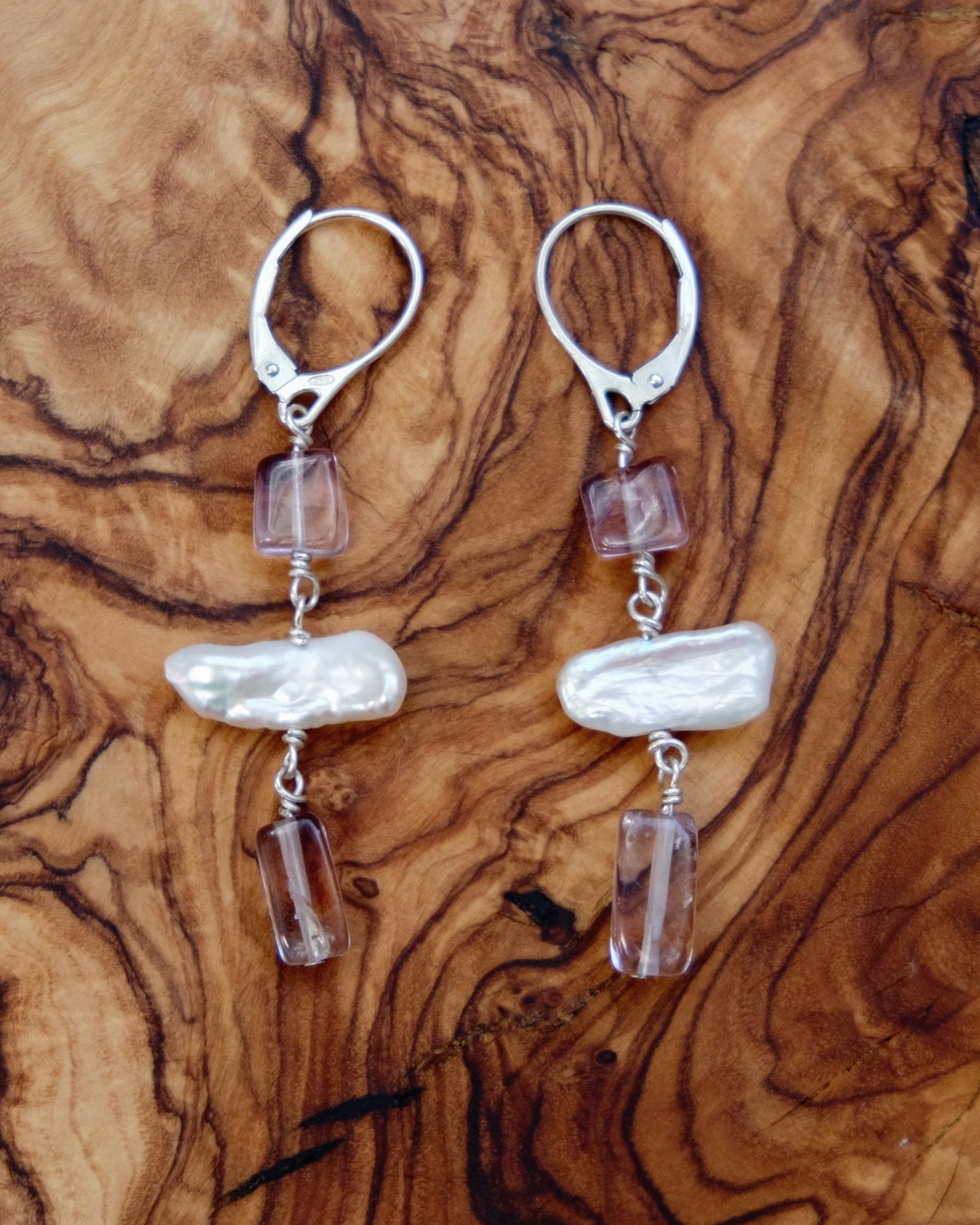 Amethyst and Pearl Earrings