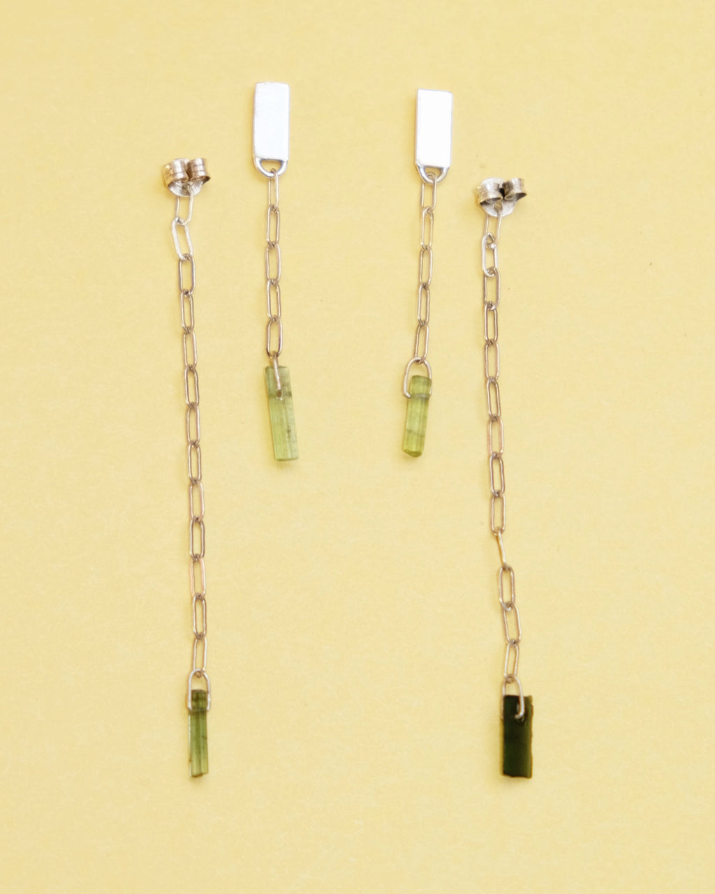 Green Tourmaline Double Drop Earrings