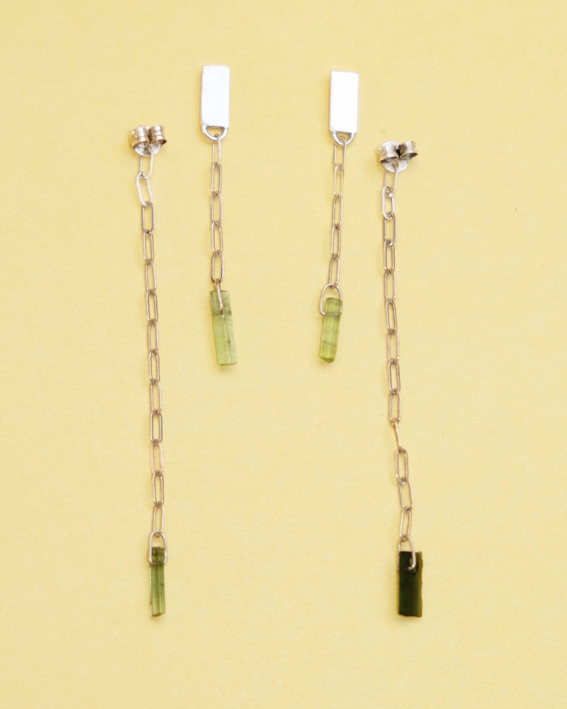 Green Tourmaline Double Drop Earrings