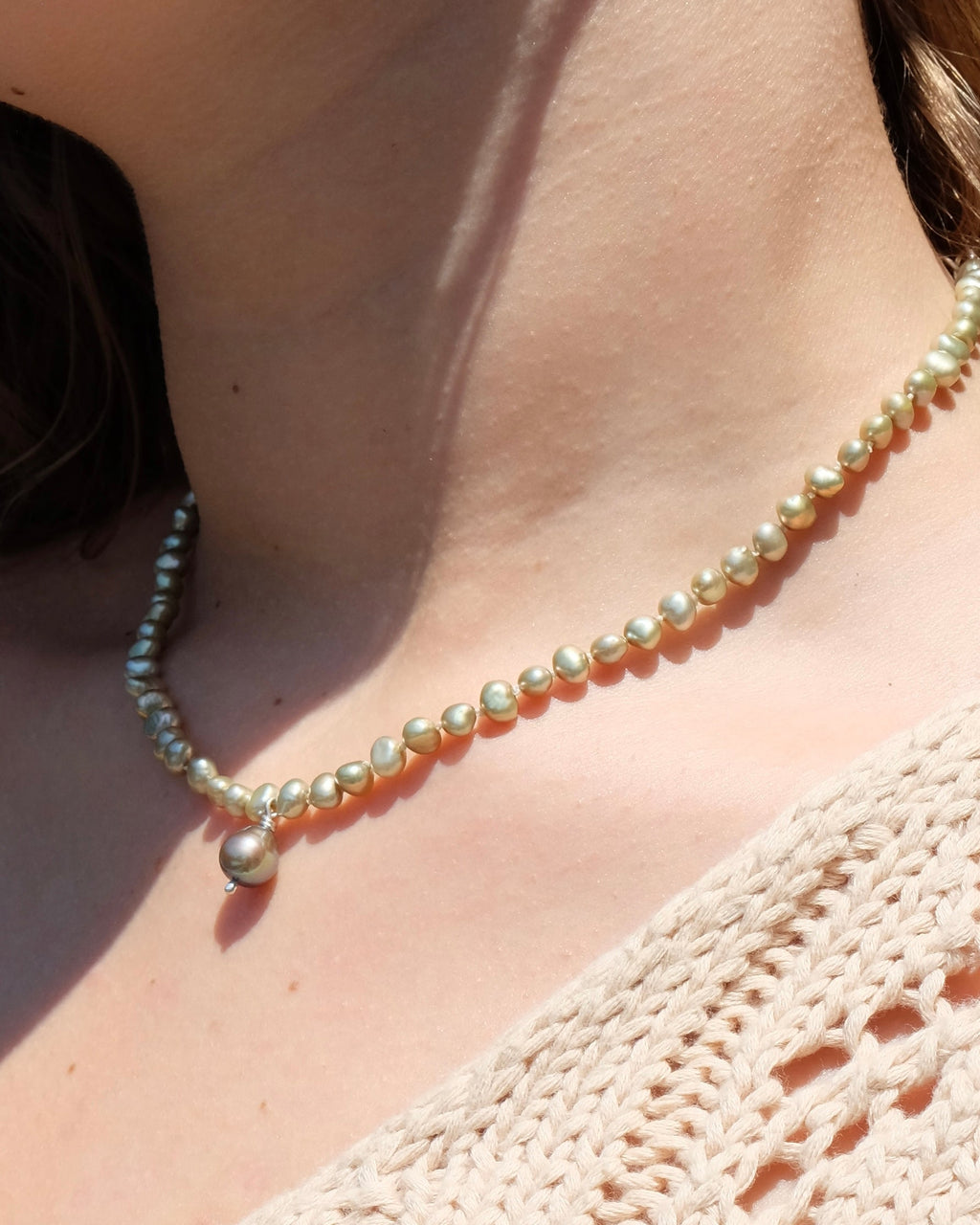 Green Freshwater Pearl Necklace