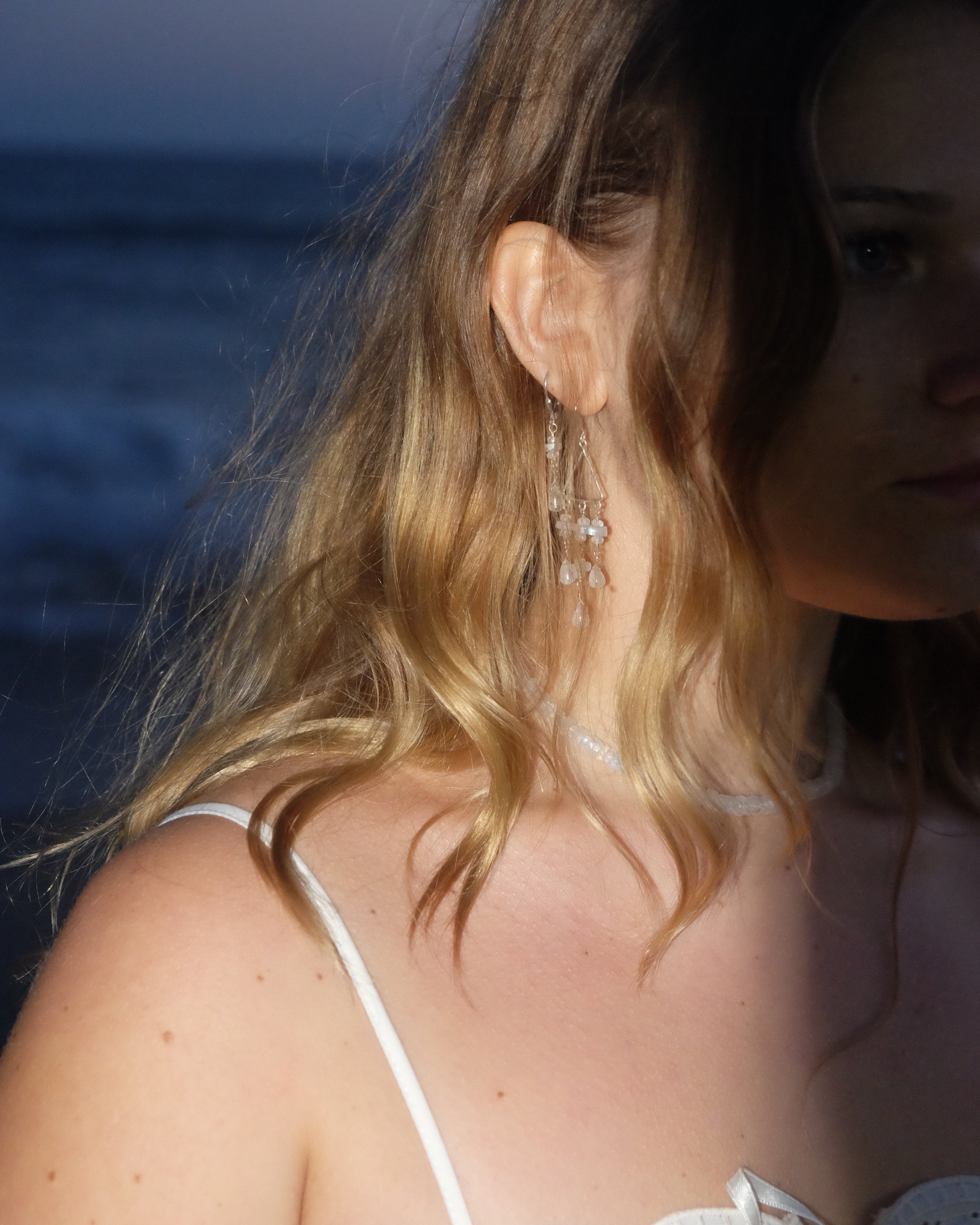 Moonstone chandelier earrings