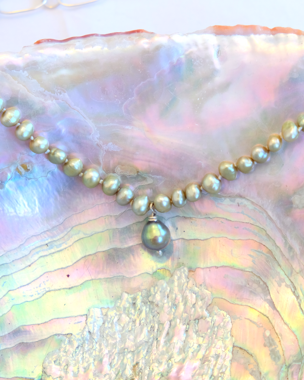 Green Freshwater Pearl Necklace