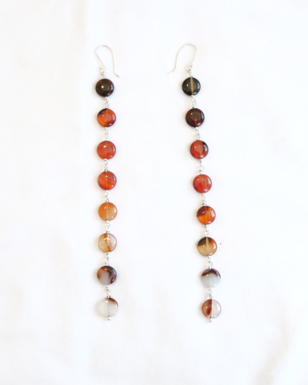 Orange Agate Long Long Earrings