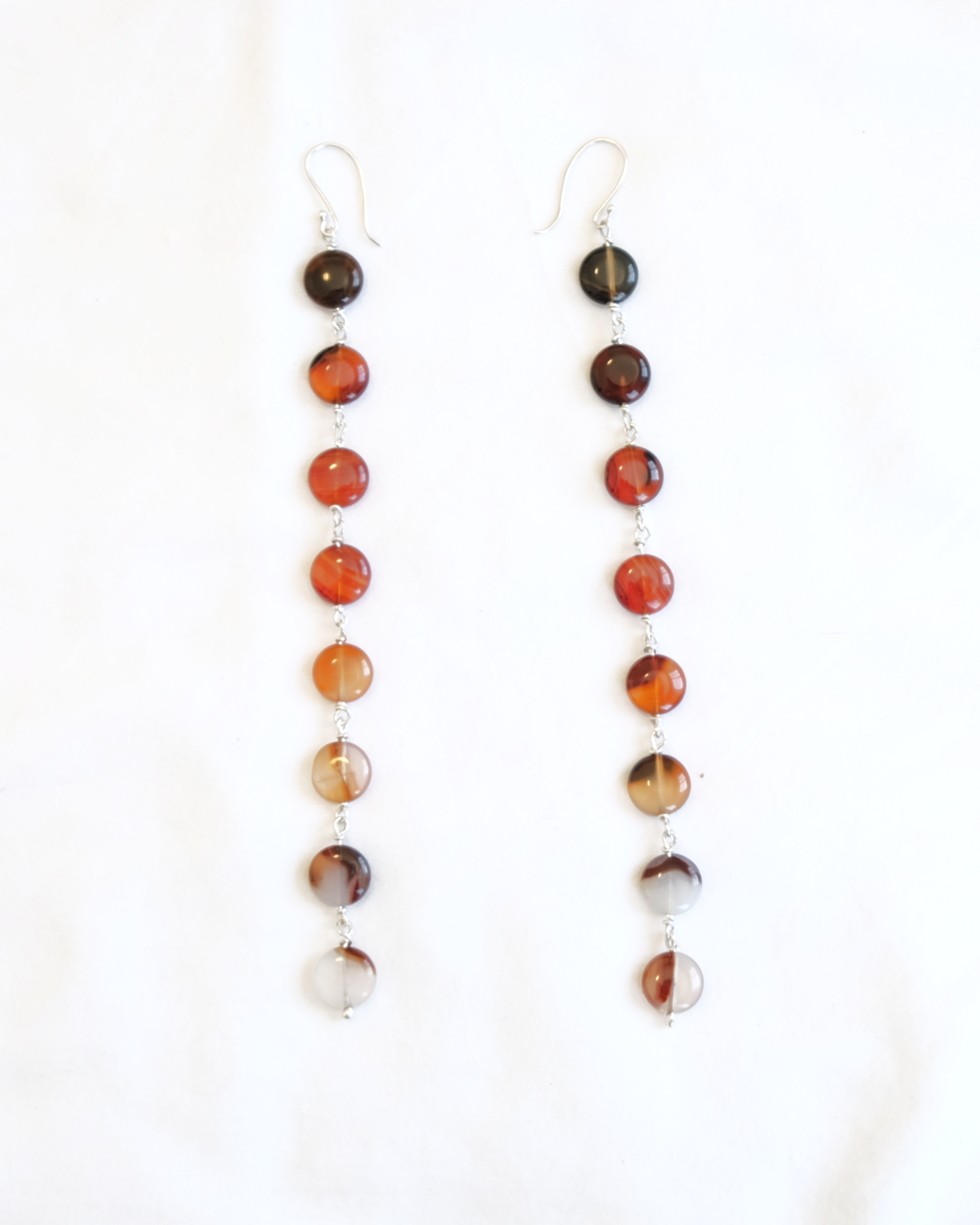 Orange Agate Long Long Earrings