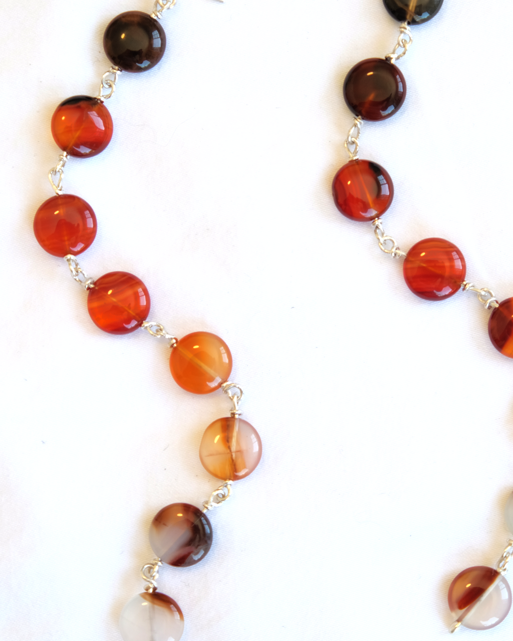 Orange Agate Long Long Earrings